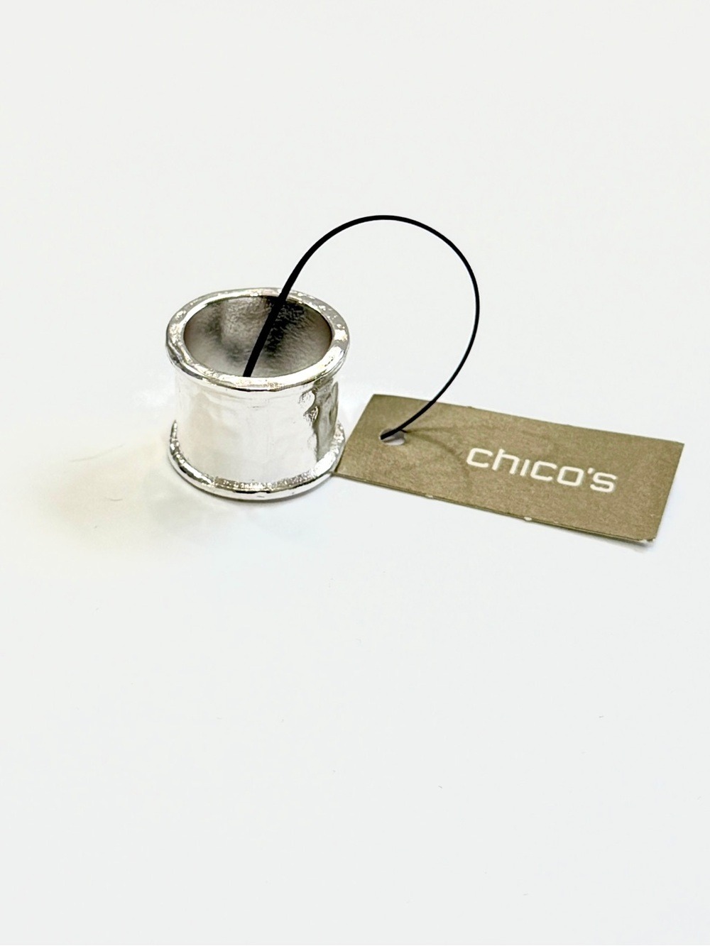 Chico's Silver Hammered Statement Ring Size 6